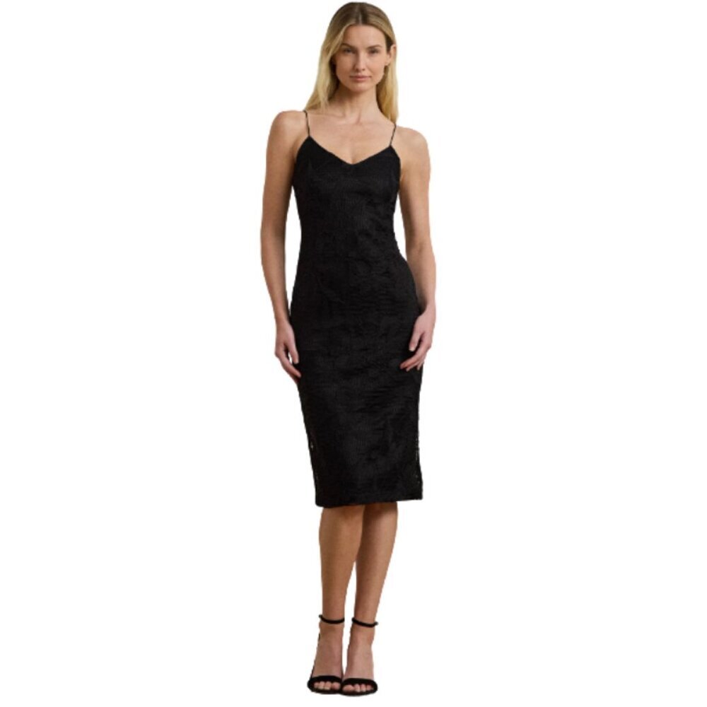 Lauren Ralph Lauren Floral Embroidered Midi Slip Dress Evening Cocktail NWT - 14